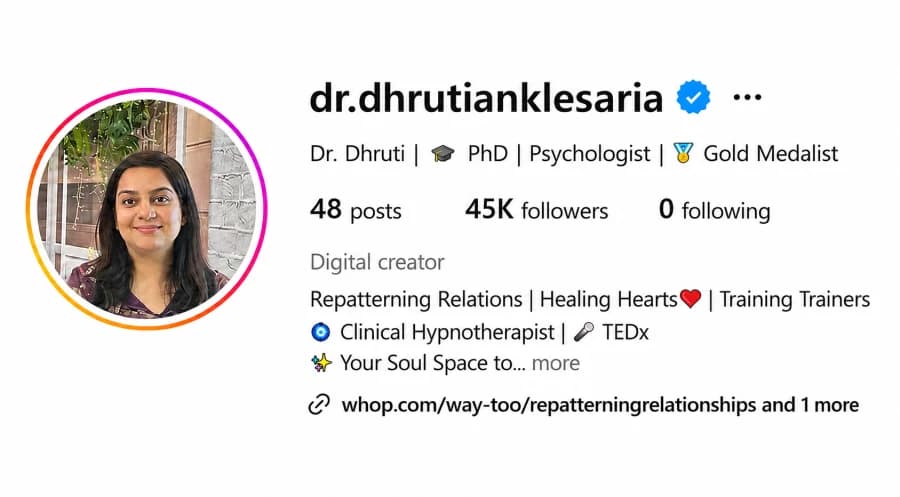 Dr. Dhruti Anklesaria — before